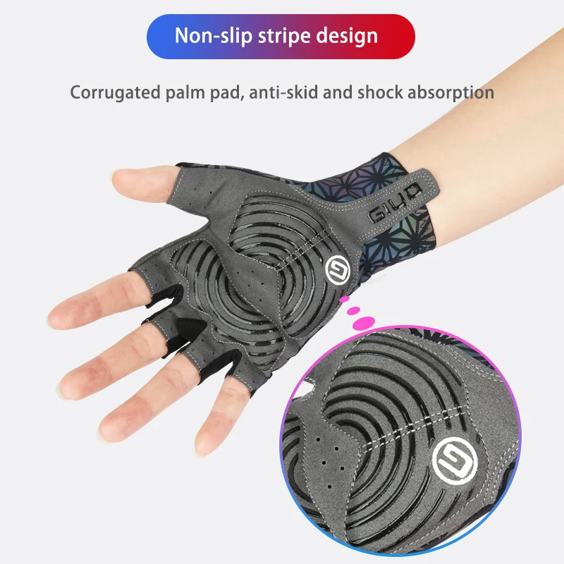Giyo Colorful Luminous Full Finger Cycling Anti-slip MTB Mitten Reflection Dazzle Road Bicyle MTB Bike Motorcycle Short Gloves 5