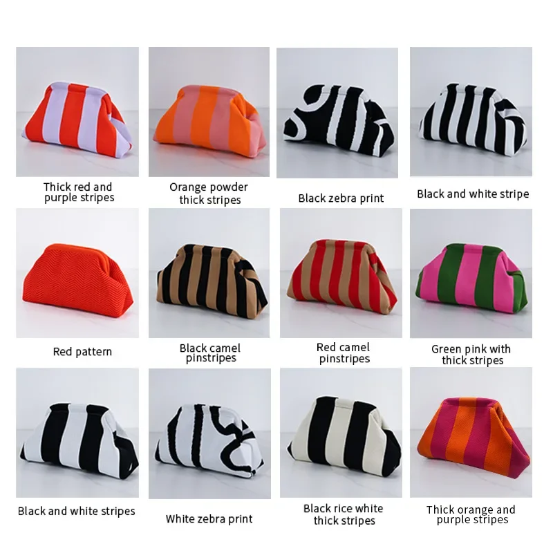 Beach Clutch Bag Summer Beach Clutch Bag for Women Woven Crochet Handbags Purses Knitting Dumpling Clutch Ruched Cute Cloud Casual
