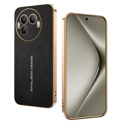 Lychee Leather Electroplated Frame Shockproof Phone Case for Realme Note 70 4G (Black)