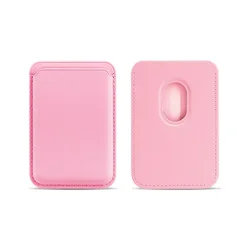 Stylish Magnetic Leather Wallet Case with Card Holder and Magnetic Cover - ABS (Pink)