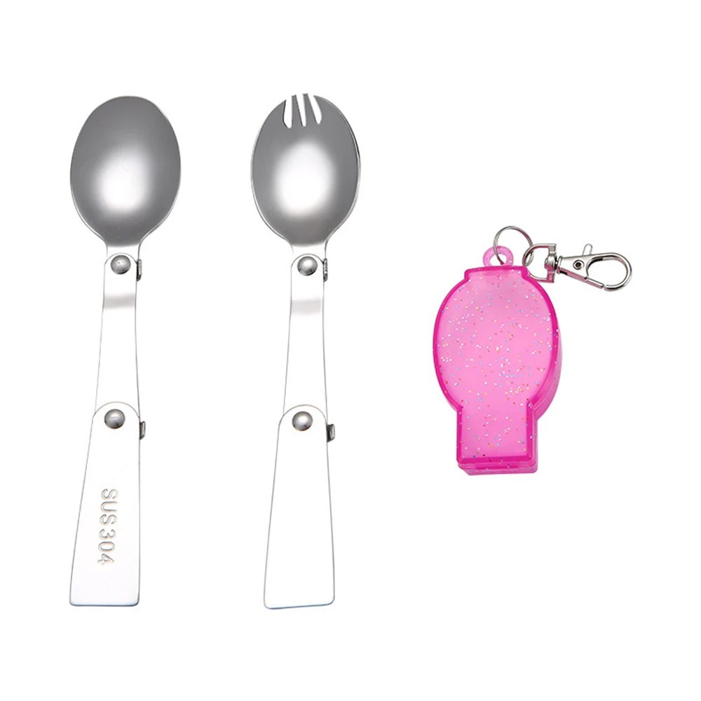 Camping cutlery set Outdoor Camping Folding Fork and Spoon Stainless Steel Multi-Function Portable Foldable Travel Tableware Picnic Tool 1Set