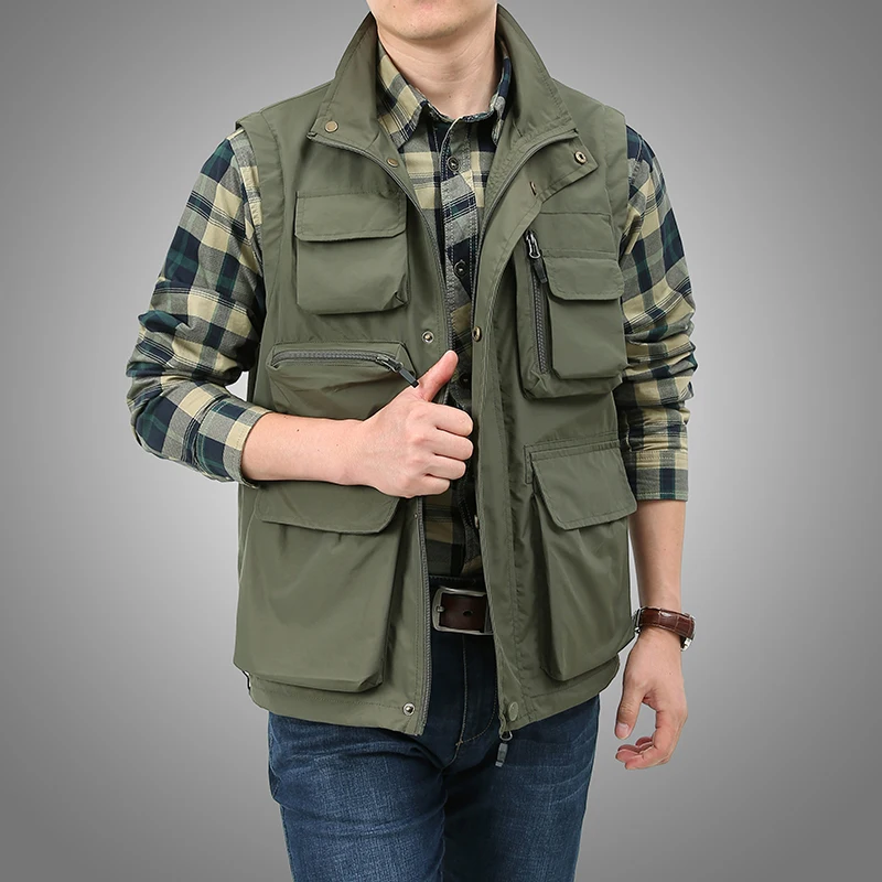 2024 Outdoor Casual Sports Vest Jacket Men's Multi-Pocket Sleeveless Jacket Outdoor Photographer Fishing Jacket Vest Travel Wear