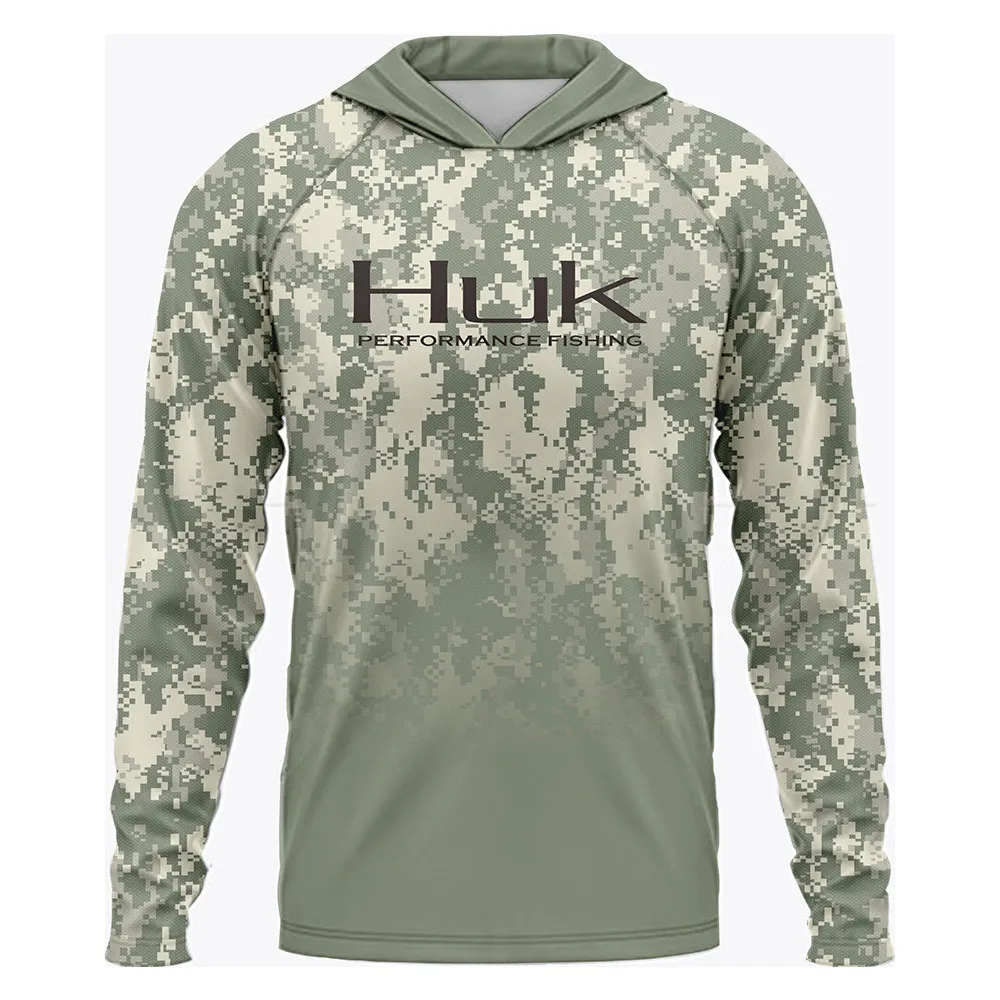 Huk UPF50 + 퍼포먼스 티셔츠, 긴팔 후디, 캐주얼 자외선 차단 티셔츠, 러..