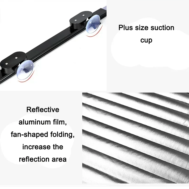 Car Windshield Sunshade Curtain Retractable Set Front Rear Window Sun Shade Protector UV Reflective Film Auto Sun Visor Covers