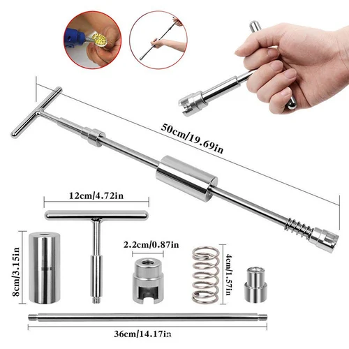 자동차 덴트 수리 풀러 키트 12/42/58cm, 차체 덴트 제거, 자동 수리 도구, 슬라이드 해머, 리버스 해머, 접착제 + 18 개 4