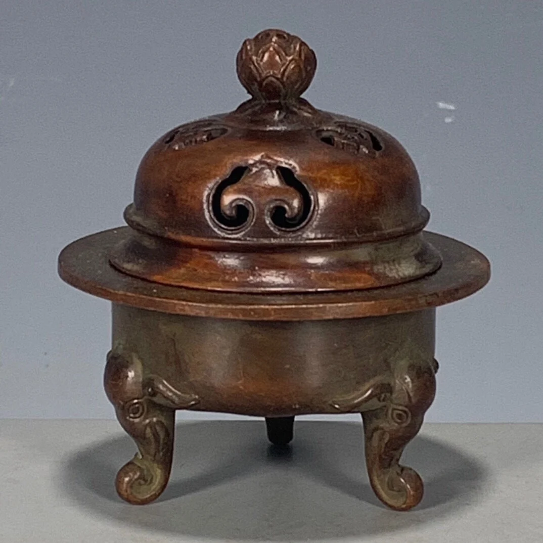 

Elephant foot three-legged household antique lotus three-legged tripod elephant entrance incense burner for Buddha antique