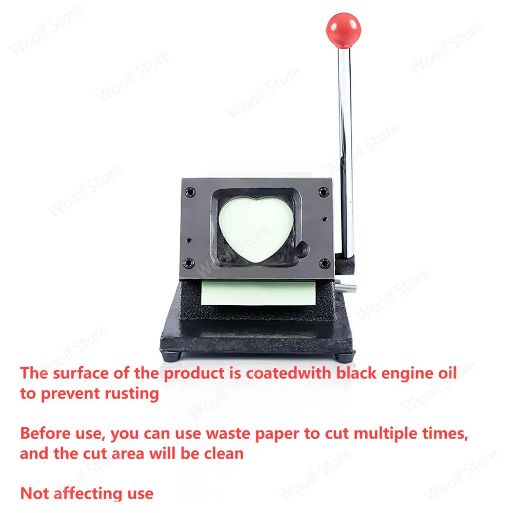 57x54mm Peach Heart Emblem Machine Badge Machine Paper Cutting Knife Badge Set 100Pcs Tinplate Emblem Consumables