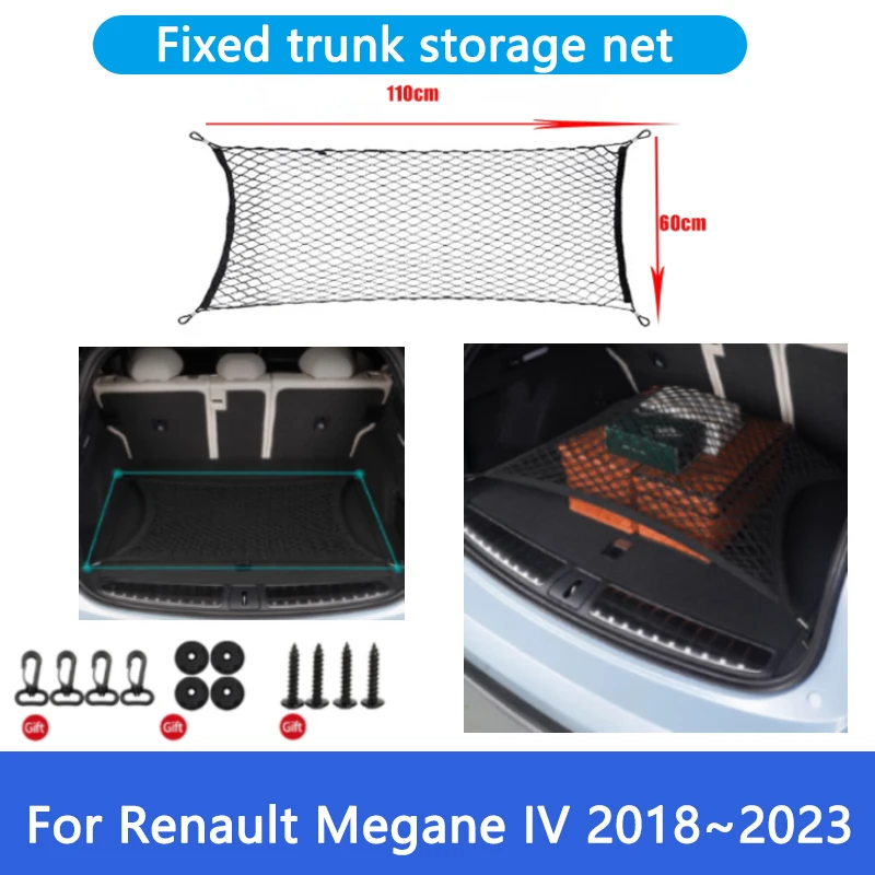Boot Trunk Net Per Renault Megane Iv 4 2018 2019 2020 2021 2022 2023 Car Elastic Aggiornato Double Storage Organizer Sticker Parts