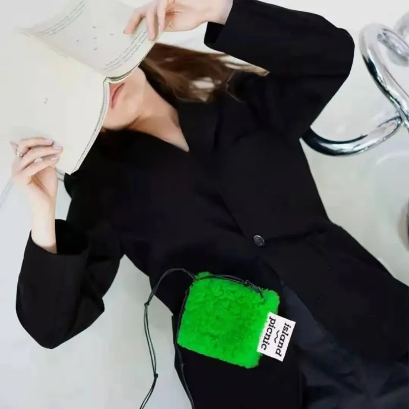 Messenger Bags for Women Solid Color Mini Versatile Fashion Decoration Ins Winter New All-Match Lamb Wool Shoulder Bags