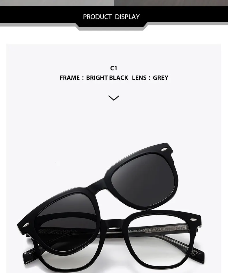 Mode Sonnenbrillen Mann Clip Auf Sonnenbrille Polarisierte Linse Frauen Luxus Marke Vintage Myopie Brillen Rahmen Fahrer Schatten – Detail 11