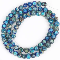 Sea Sediment Turquoise Jasper Natural Stone Beads for Jewelry Making, 5mm, 15'' Strand (Lapis Lazuli Blue)