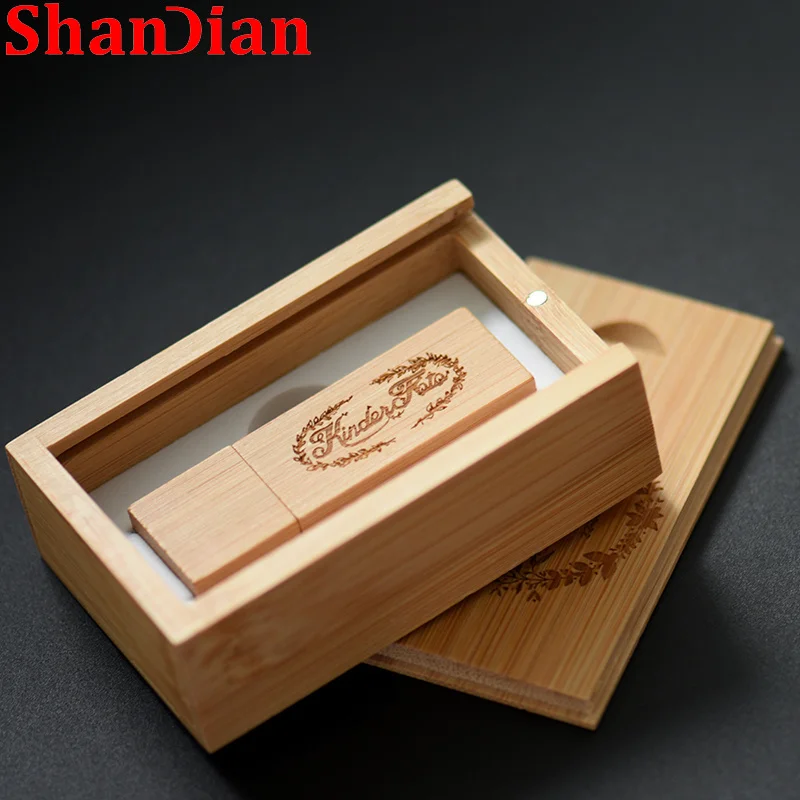 Livre Logotipo Personalizado Fotografia de Madeira Usb 2.0 gb Pen Drives Flash Drive 32 64gb Memory Stick de 128gb Caixa de Presentes de Casamento 10 Peças Lote Pen drive USB - Imagem 4