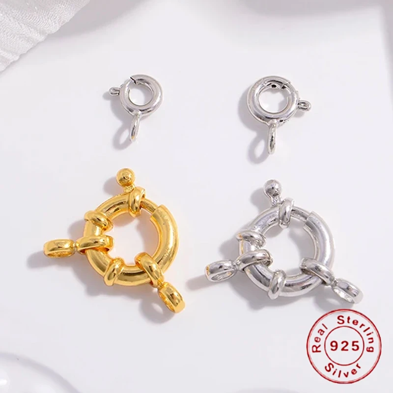 S925 Sterling Silver Circle Closure Clasps Spring Buckle End Connector Clasp Jewelry Making Accessories SK37 jewelry materials
