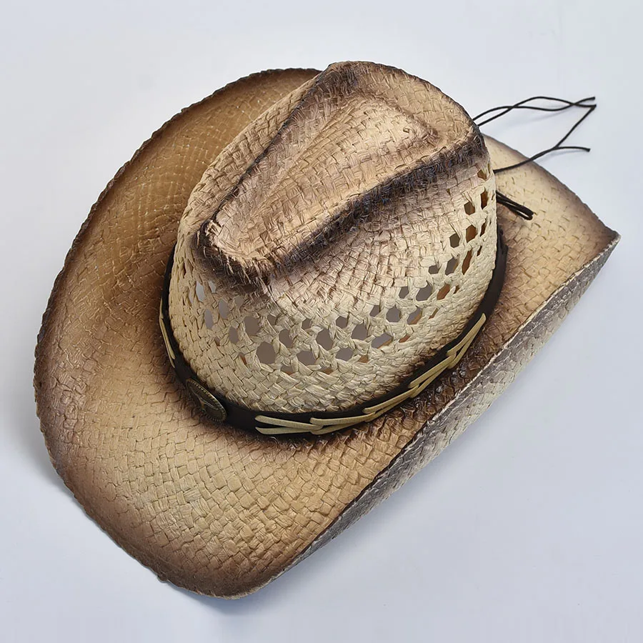 Cappello da Cowboy Occidentale da Donna, da Uomo, Cappello di Paglia, Cappello Estivo Cappello da Sole Occidentale Pieghevole Anti-UV Largo Bordo Cappello Texas