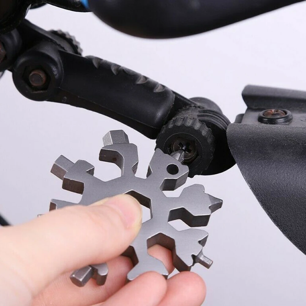 5PCS Snowflake Shape Key Chain Screwdriver Stainless Tool Multi-Tool 18 in 1 Portable