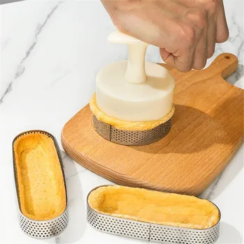 French Tart Mold-Plastic Pastry Rings-Baking Tools for Tart Shells Circular Punched Mousse Circle Press Molding Mold Tart Circle