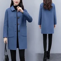 Women's Woolen Jacket Loose Fit Mid-Length Coat Korean Style Autumn Winter New Arrival Slimming Large Size Fashionable Outerwear