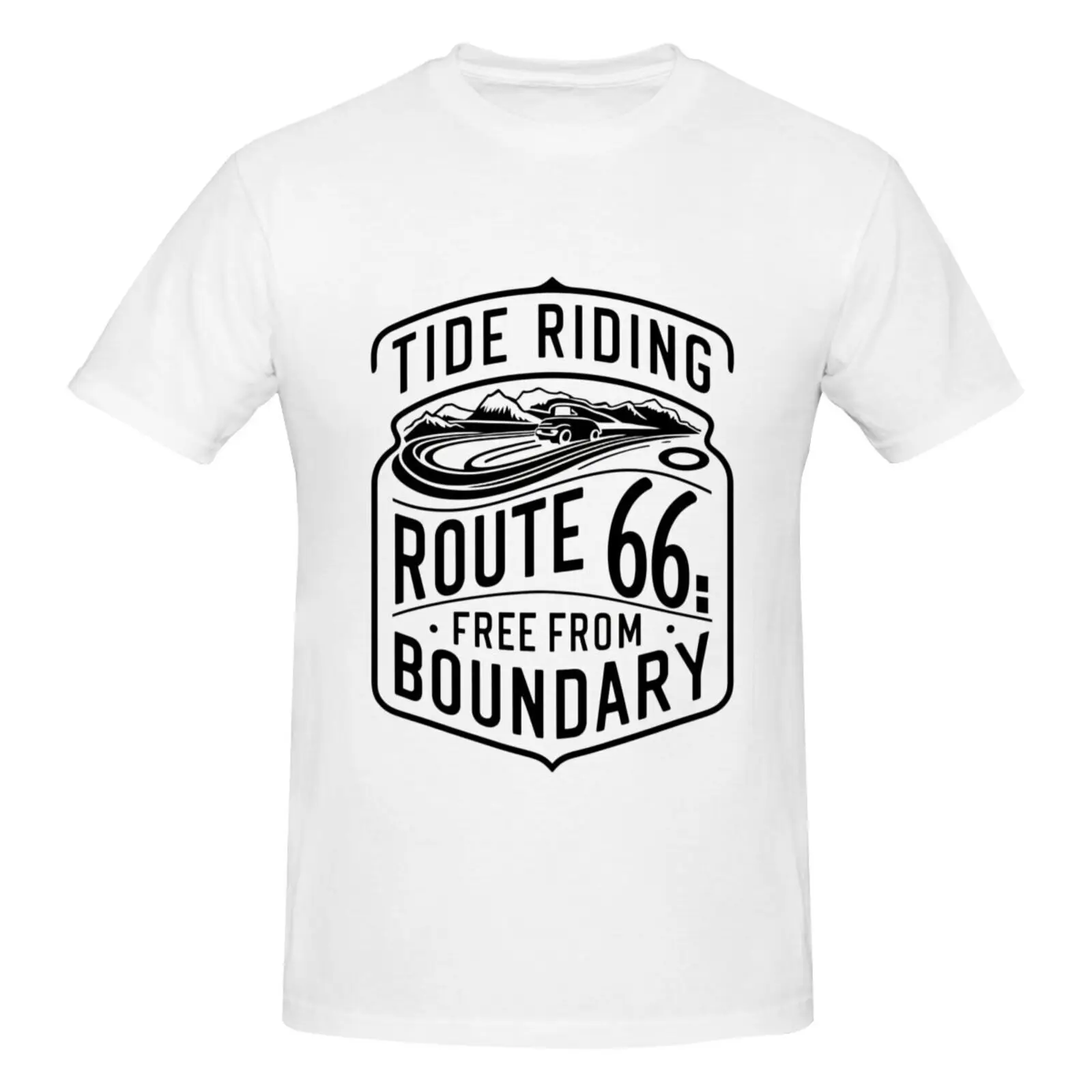 

Men's Trendy Riding Style Freedom Theme White T-Shirt Route 66 Graphic