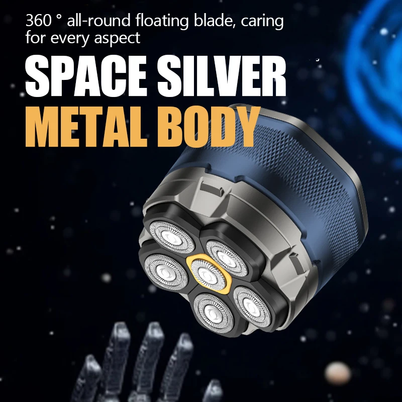 Electric Head Shaver for Bald Men 6D Magnetic Razor Hair Trimmer USB Rechargeable LED Display Waterproof Beard Shavers 6