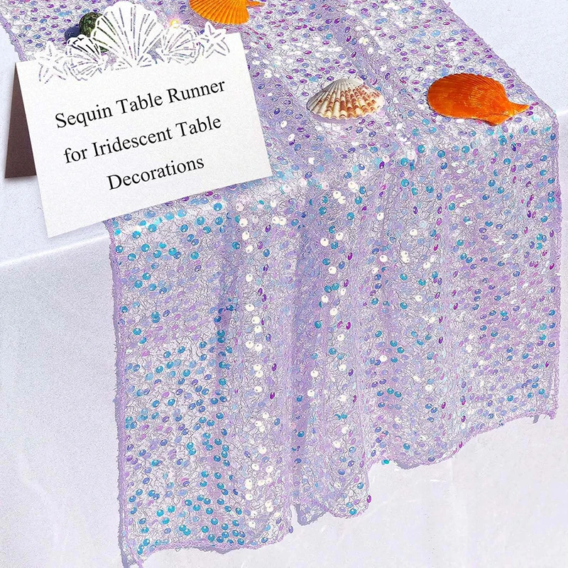 Iridescent Sequin Table Runner – Glittery Mermaid-Inspired Decor