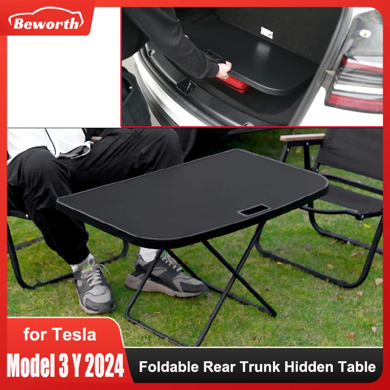 Portable Foldable Camping Table For Tesla Model 3 Highland Model Y Rear Trunk Outdoor Rest Travel