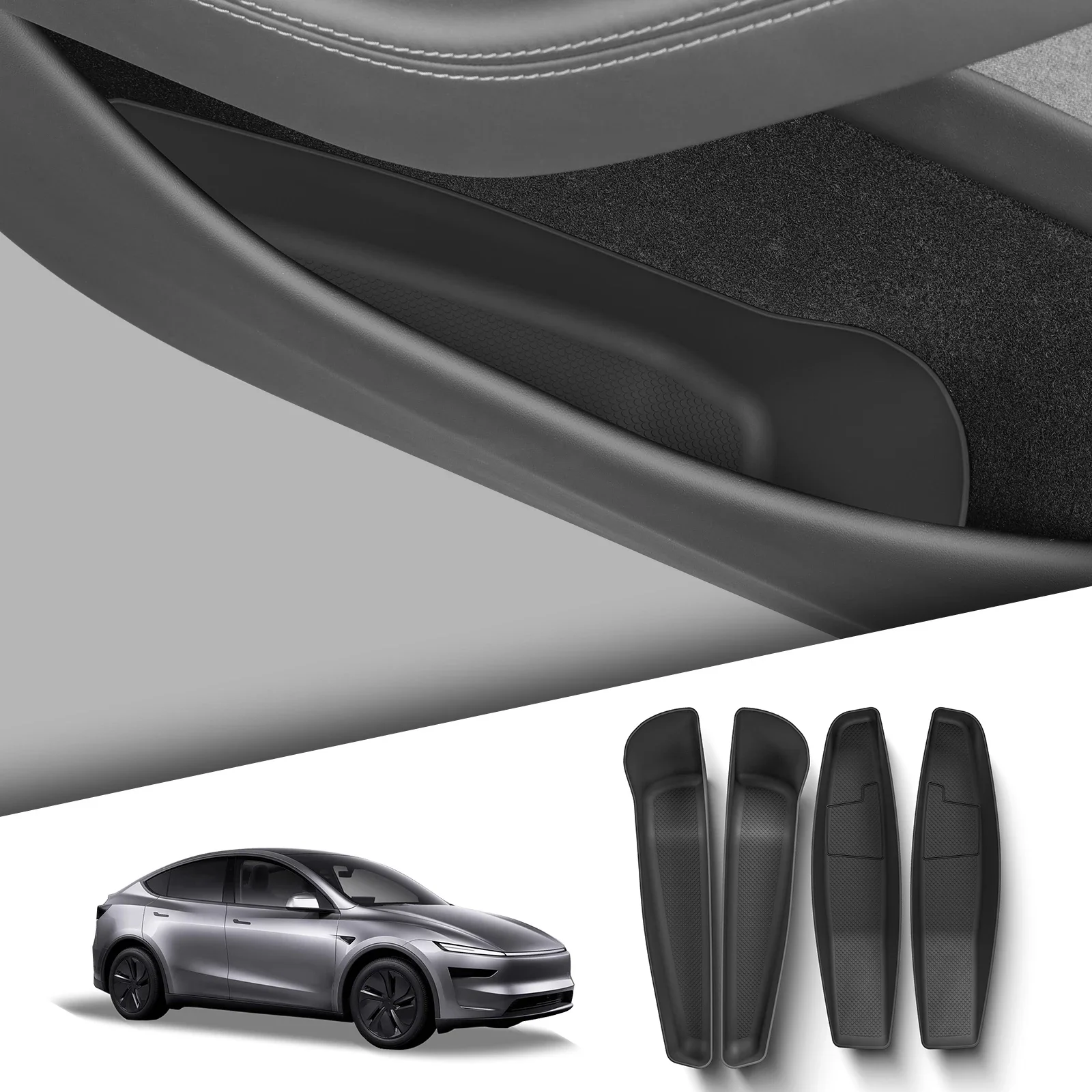 LUCKEASY 4PCS Door Side Pocket Storage Box For Tesla Model Y Juniper