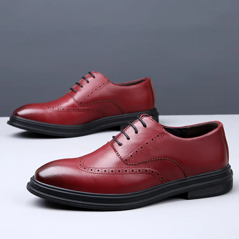 

Business Men Oxford Shoes Fashion Brogue Men Leather Formal Dress Shoes Man Comfortable Fashion Casual Office Party Footwear