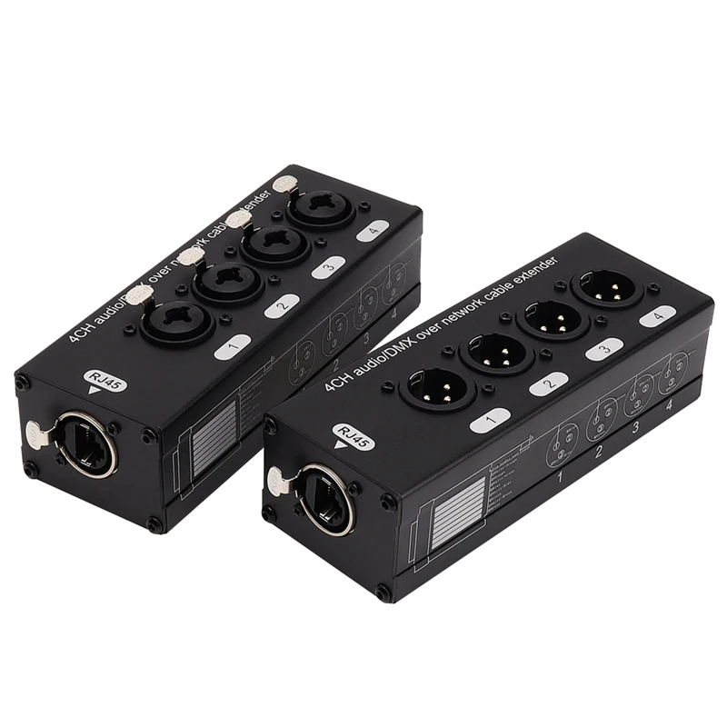 

1Pair 4-Channel 3-Pin XLR Or 6.3Mm Audio And DMX Over Network Cable Extender, XLR Audio Network Extender Male+ Female