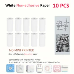 Compact Thermal Printer with Self-Adhesive Paper - Portable for Home, Office, Study, and Work (10R White No-sticky)