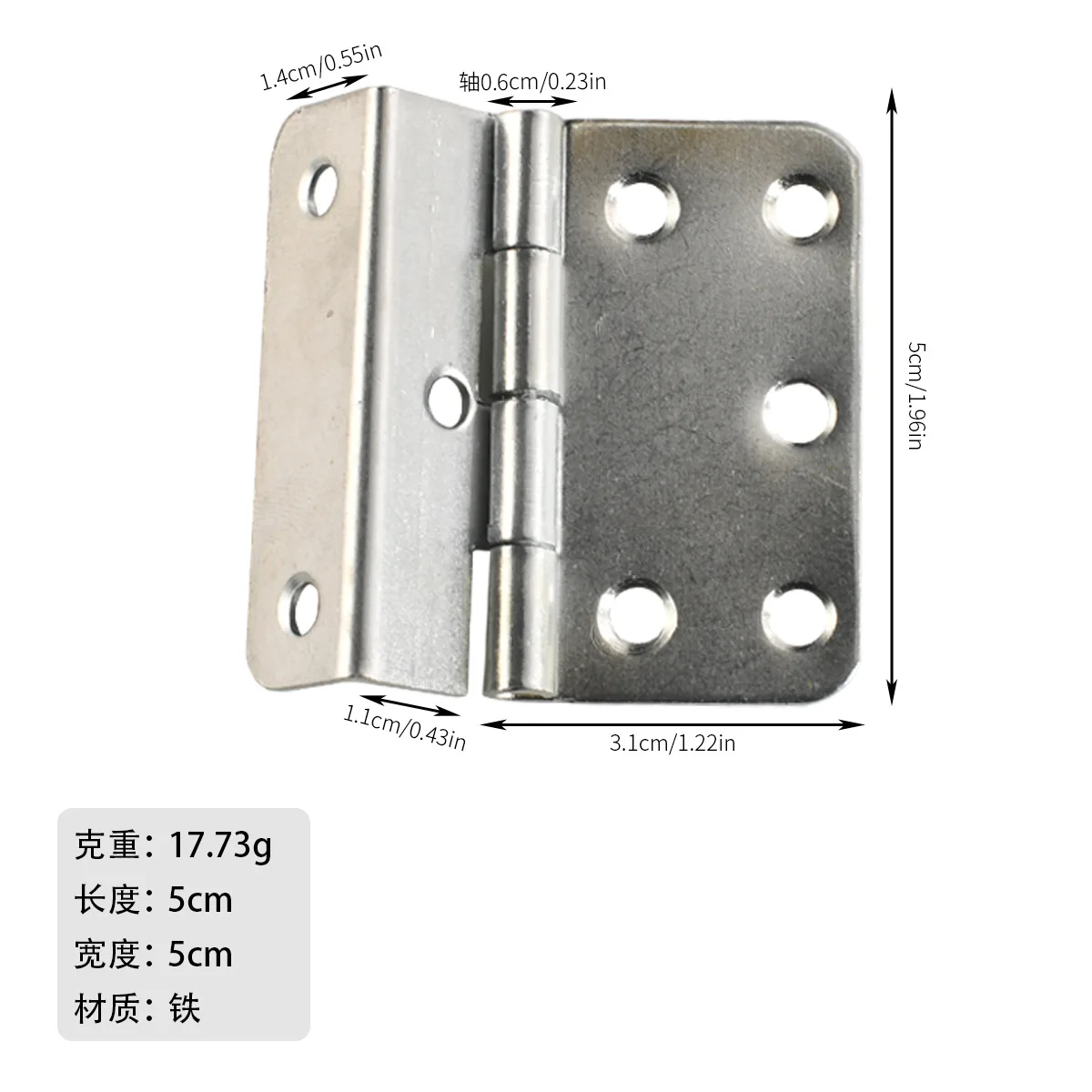Stainless Steel Hinges Door Hinges Chinese Style Folding Hinge Iron Three Fold Hinge 50mm Clip 11 Plate Iron Box Cabinet Wooden Box Mirror Cabinet