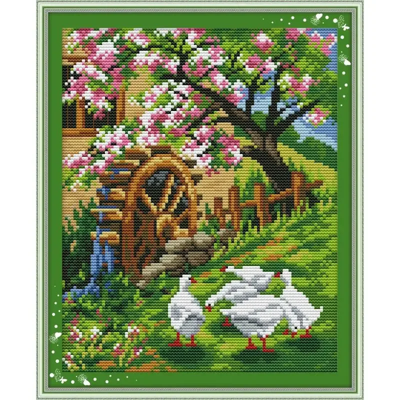 Joy Sunday Scenery Series Cross Stitch Kit Aida 16/14/11CT HD Patterns Counted Printed Fabric DIY Embroidery Set Home Decor Gift