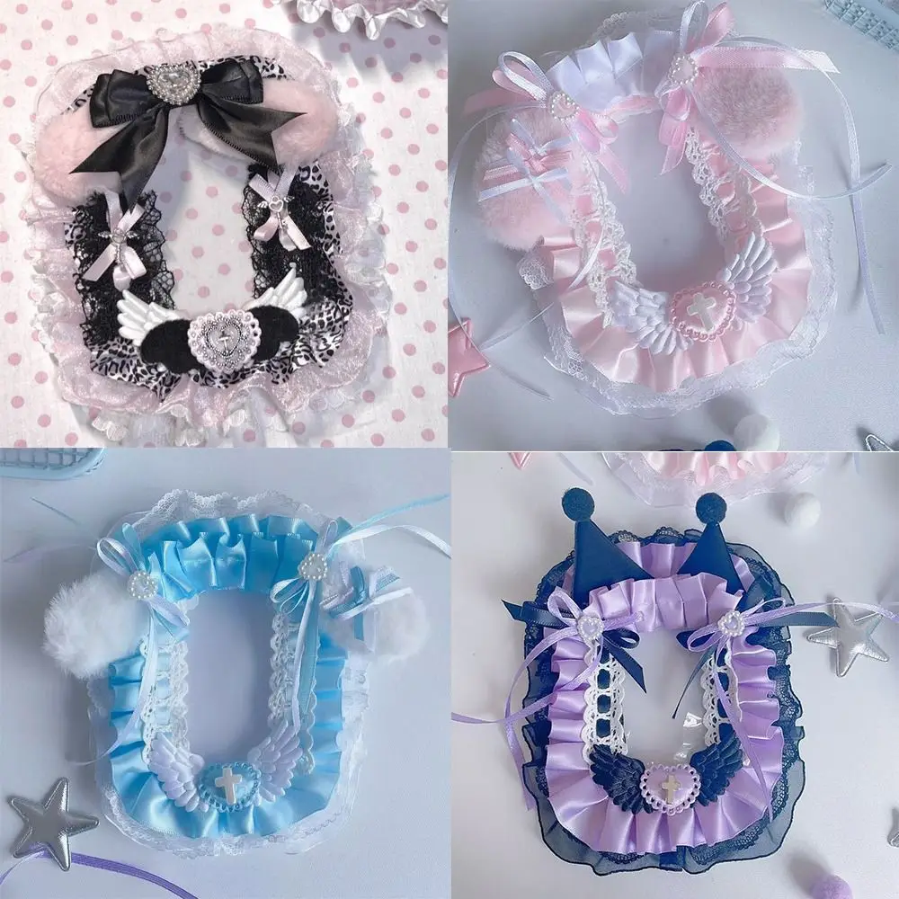 Cute Angel Wings Card Holder Lace Photo Protector Case Anime Pink Bow Photocard Holder