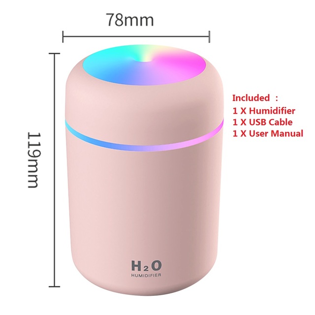 Humidifier Silent Aroma Essential Oil Diffuser Ultrasonic Cool Mist Fogger Sleep Atomizer Home Office Air Freshener 180ml