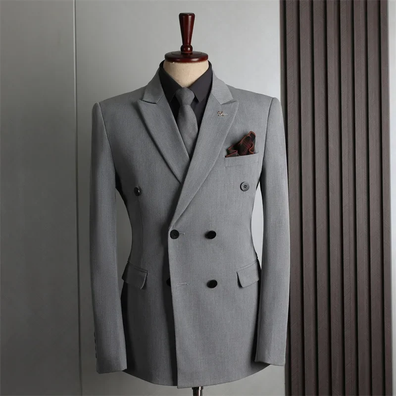 Customer Made Clothes Men Casual Fashion Business Blazer Jacket for Men Double Breasted Suit Jackets Coat Male Clothing