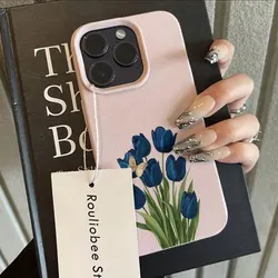Enchanted Deep Blue Tulip Butterfly Pattern Phone Case - Galaxy S23+ (Pink)