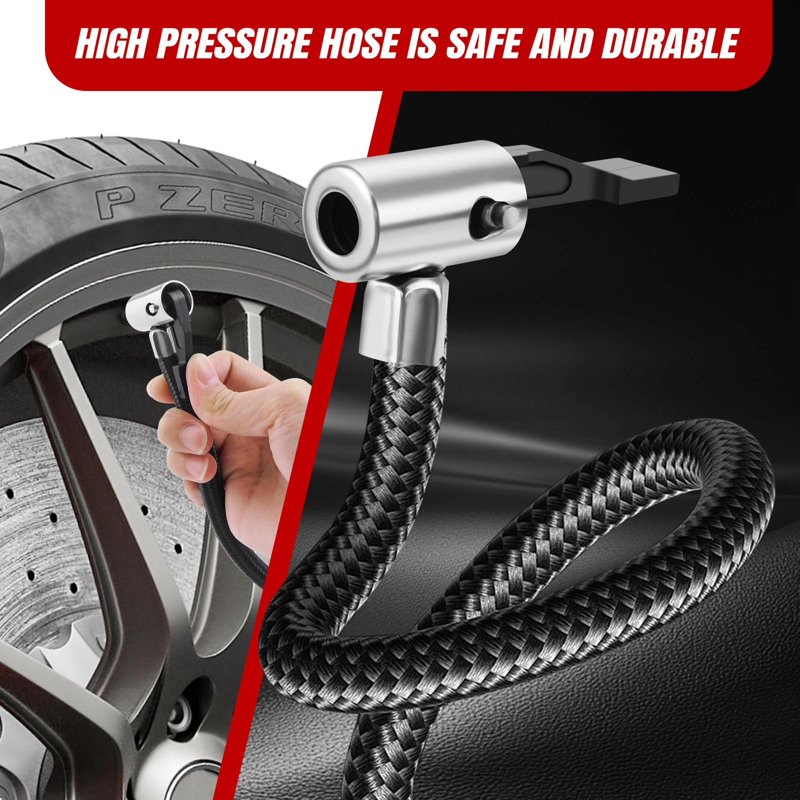 DayPlus Tire Inflator Portable Air Compressor, 180PSI Handheld Air Pump with Digital Pressure Gauge for Cars, Motorcycles, Bikes