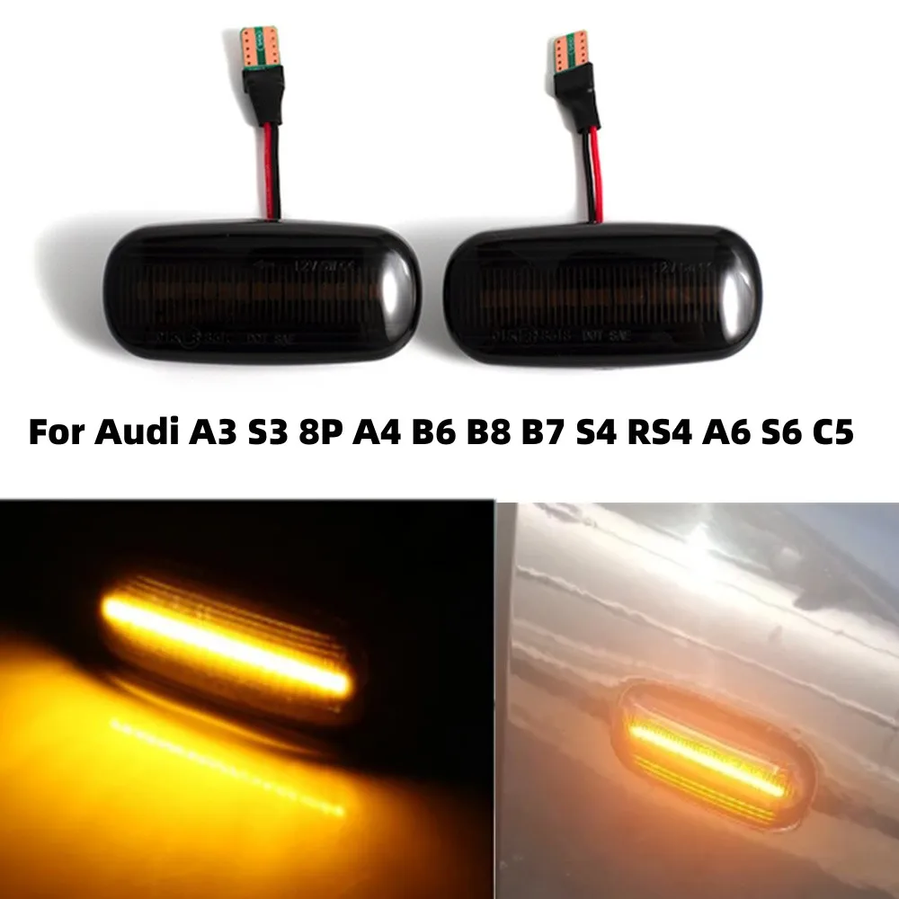 

2PCS Side Marker Light Dynamic LED Turn Signal Flashing Indicator For Audi A3 S3 8P A4 B6 B8 B7 S4 RS4 A6 S6 C5 8E0949127