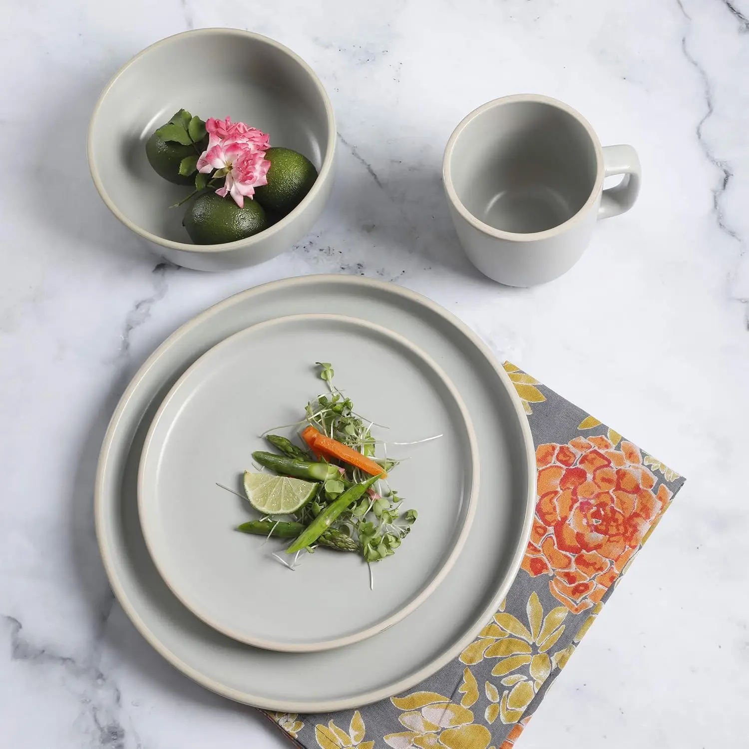 Matte stoneware dinnerware set image 5