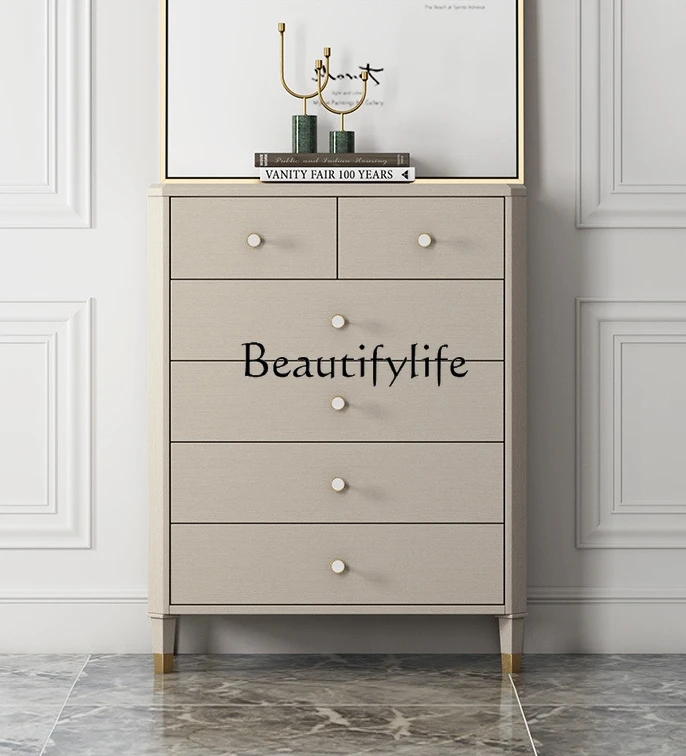 

Light Luxury Solid Wood Chest of Six Drawers Chest of Drawer Simple Living Room Ten-Drawer Cabinet Partition Storage Cabinet