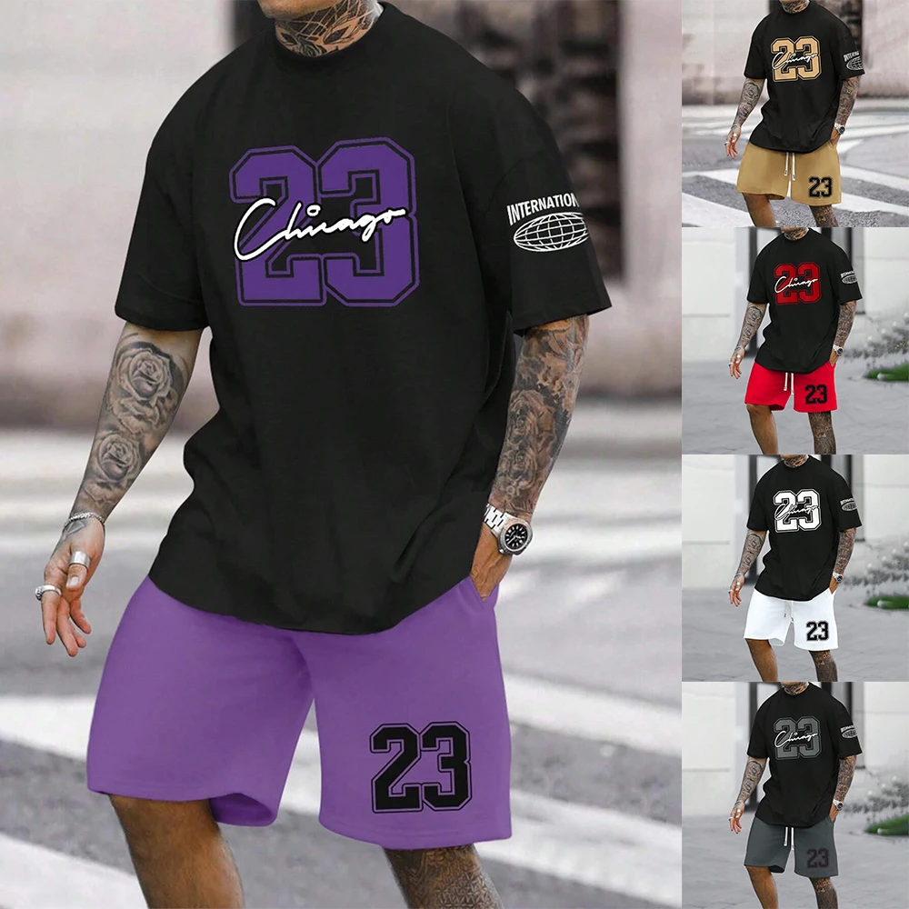 South American Men Casual Oversized Set Printed Digital Patterns Sports Set