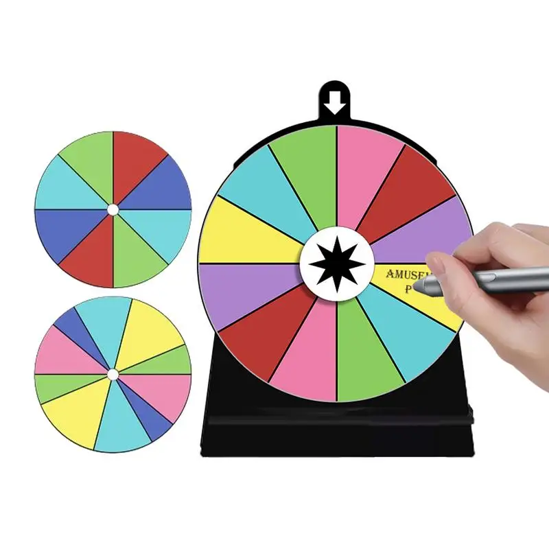 

Prize Wheel Spinner With Stand 12 Slot Color Prize Wheel Easy Assembly Erasable Whiteboard Surface 12 Slot Prize Wheel Spinner