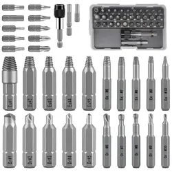 Advanced 33-Piece Damaged Screw Extractor Set with Sleeve Extension and Drill Bit for Efficient Bolt and Screw Removal (33 PCS)