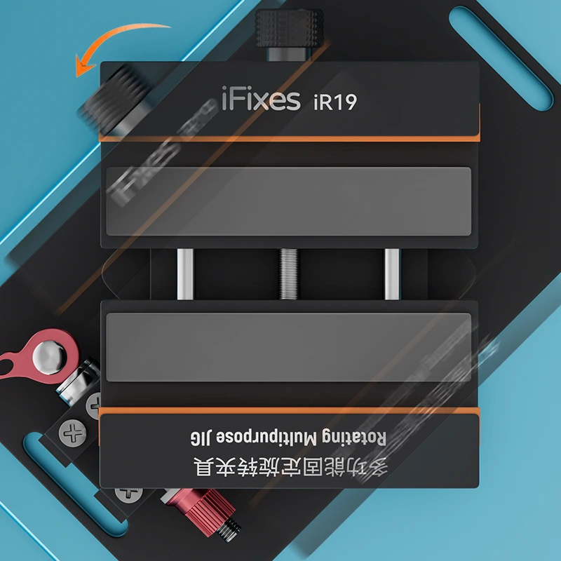 iFixes iR19 2 in 1 360도 회전 고정 클램프 홀더, 아이폰, 삼성, 화웨이 후면 커버 유리 제거 수리 도구 (미끄럼 방지)