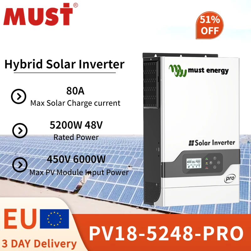 Muss 48V 5,2 kW Hybrid Solar Wechsel richter mppt 80a lifepo4 Ladegerät max PV Eingang 450V