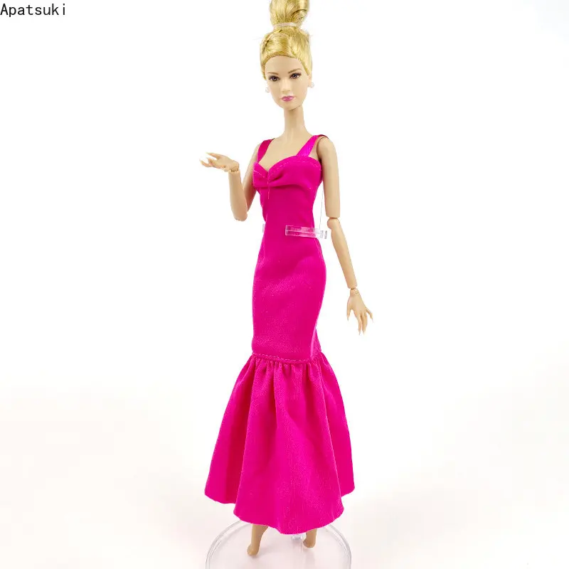 Hot Pink Fashion Dress For Barbie Abbigliamento Abiti Sirena Fishtail Party Gown 1/6 Accessori Per Bambole Bambini Giocattoli Fai Da Te Regalo