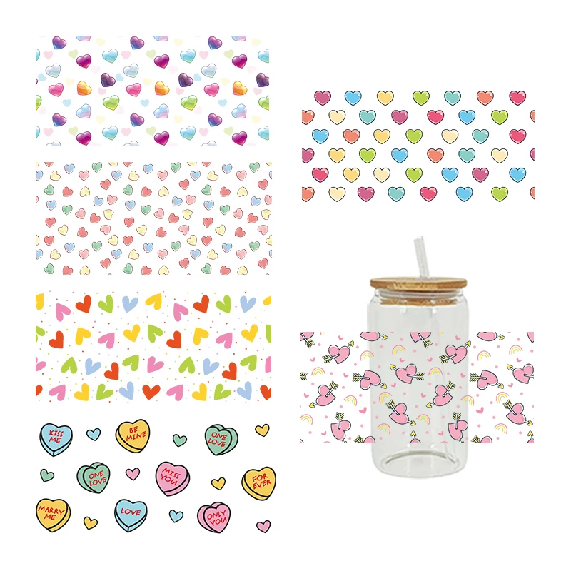 UV DTF Transfer Sticker Valentine's Day 16oz Libbey Glasses Wraps Bottles Cup Can DIY Waterproof Decals D5956