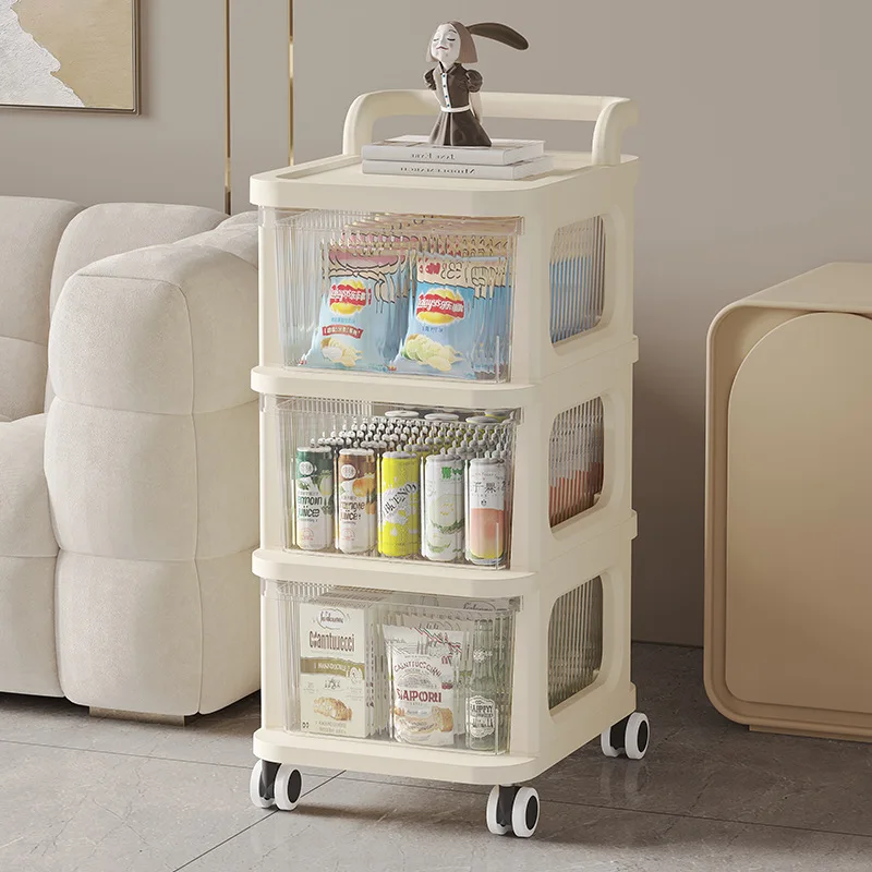 Ins Household Drawer Snack Storage Box Multi Functional Movable Storage  Cabinet Cream White Storage Shelf With Wheels Furniture - AliExpress