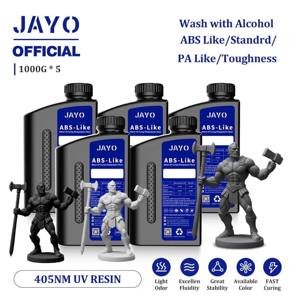 JAYO résine PA Standard/similable ABS/résistance/similaire 5KG 395-405nm résine rapide photopolymère à durcissement UV pour imprimante 3D LCD/DLP/SLA