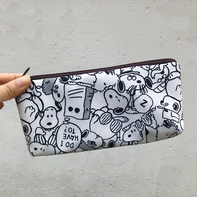 Snoopy Spike Kawaii Canvas Zipper Pencil Cases Creative Graffiti Anime Pen Bags Storage Bag Student Study Stationery Pouch Gift