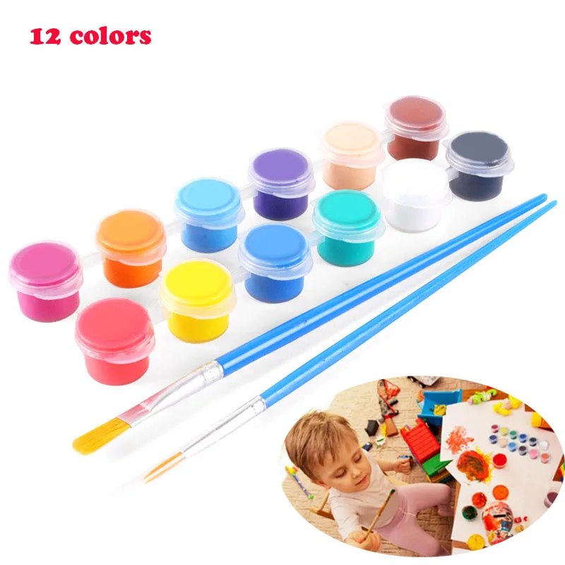 12 Color Set 2 Pens Student Graffiti Painting 3ml Watercolor Paint Set Painted Ceramic Graffiti Painting Art Paint